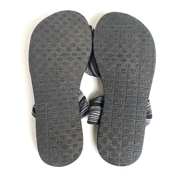 Sanuk Yoga Sling 2 Sandals Black Striped Slingback Flip Flops Size 7 - Picture 2 of 4